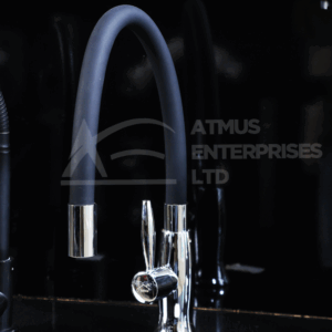 KS9022-Black & Silver Long Neck Kitchen Tap