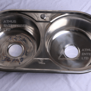 Round Double Bowl No Drain - Stainless Steel Kitchen Sink